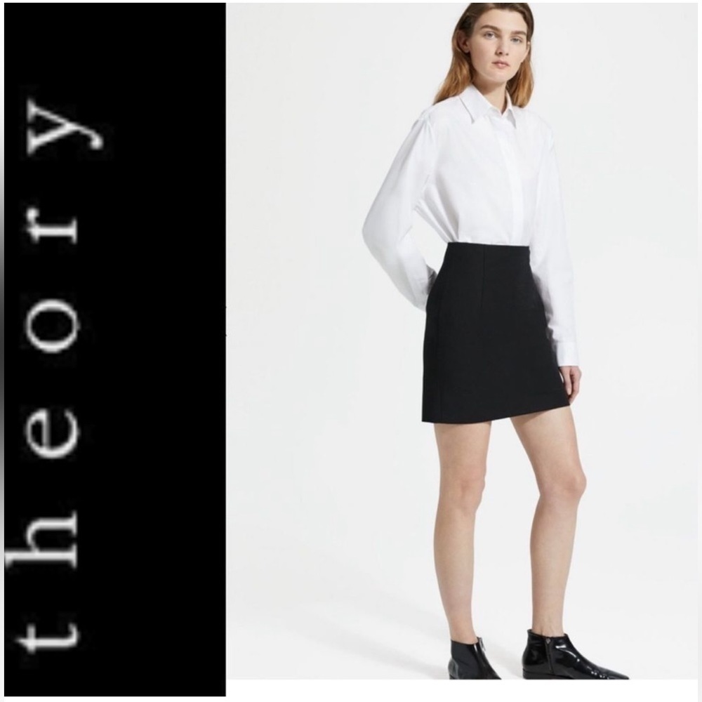 THEORY Double Bouche high waisted black mini skirts women’s size 2